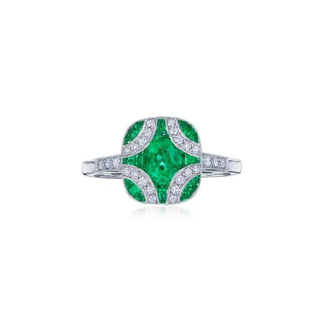 infinity engagement ring for women-KWIAT Argyle Collection Emerald and Diamond Ring R-28115E-0-DIAEME-18KW