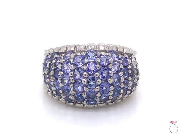 gemstone-accented ladies ring-Large 2.00 ctw. Tanzanite Dome Ring in Platinum