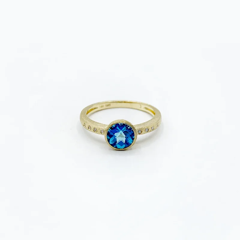 double shank ladies ring-The Blue Planet and Stars Topaz