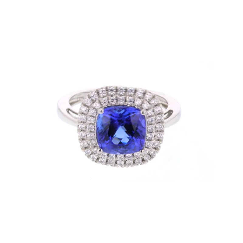 pear-shaped engagement ring for women-Tanzanite & Diamond Ring