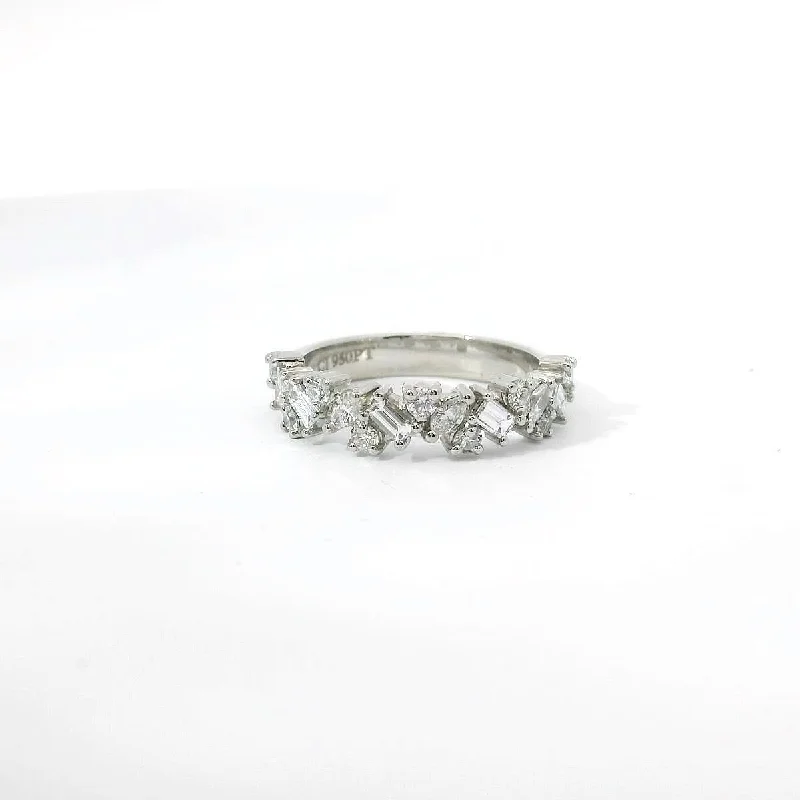 filigree engagement ring for women-Platinum and Natural Diamond Ring