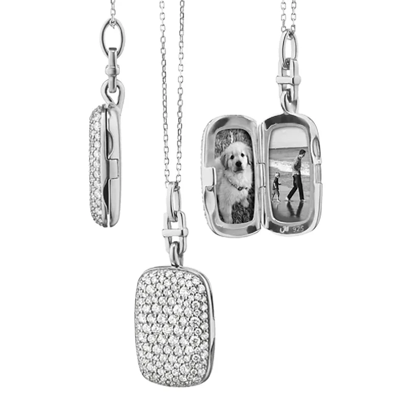 abstract artistic ladies necklace-Slim Fran Sterling Silver Locket Necklace