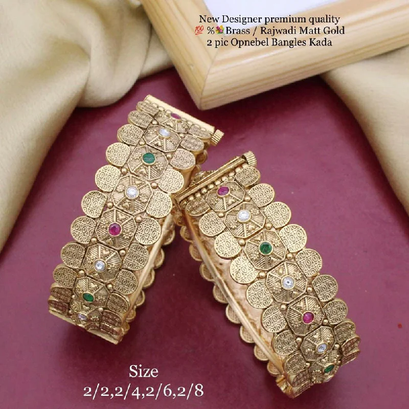 floral design ladies bracelet-Manisha Gold Plated Copper Openable Kada