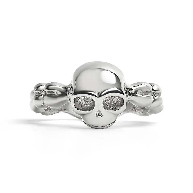 micro-pave ladies ring-Stainless Steel Skull And Bones Women's Ring / SCR4099