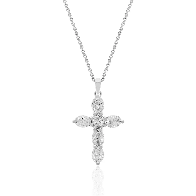 rose gold ladies necklace-Luvente 18k Diamond Cross Necklace N03248