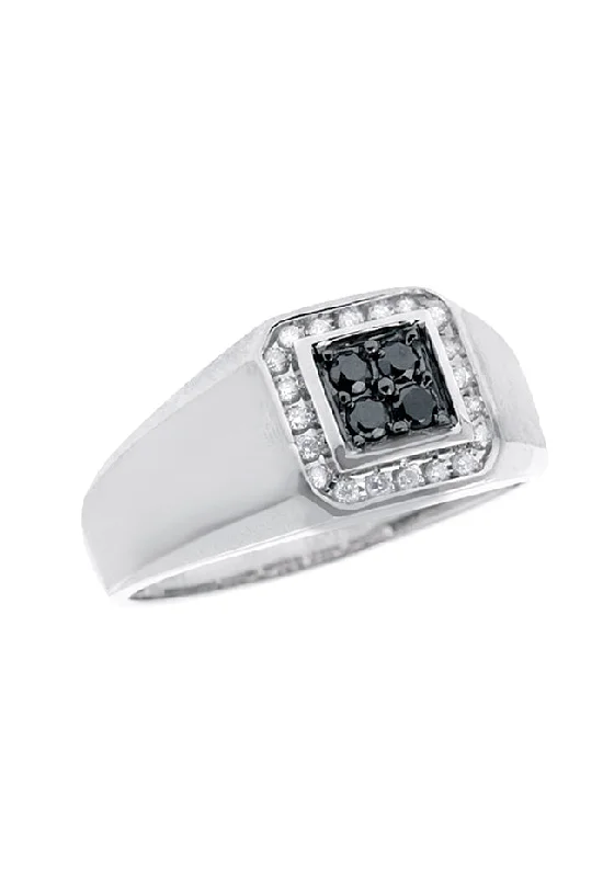 nature-inspired engagement ring for women-Men's Black Diamond Ring, .32 TCW