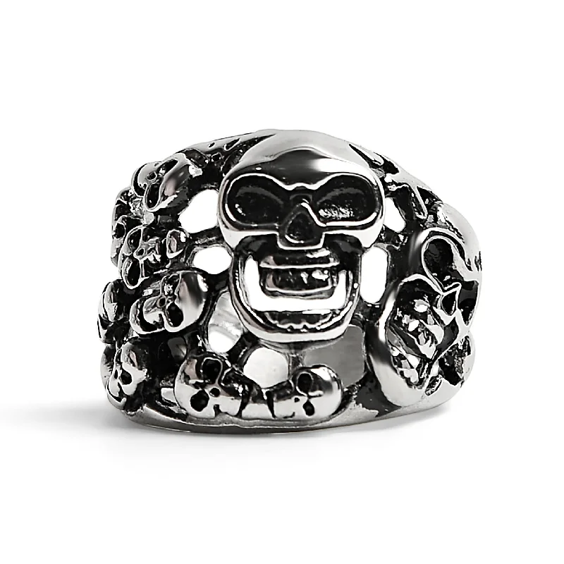 unique design ladies ring-Stainless Steel Polished Multiple Skulls Ring / SCR2058