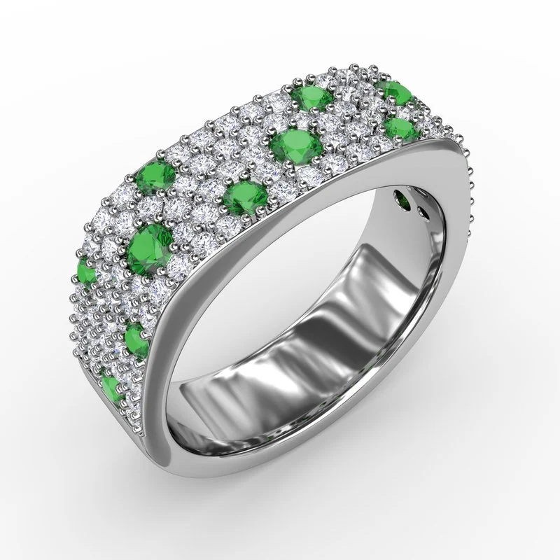 gold engagement ring for women-Under the Stars Emerald-Speckled Diamond Ring R1632E