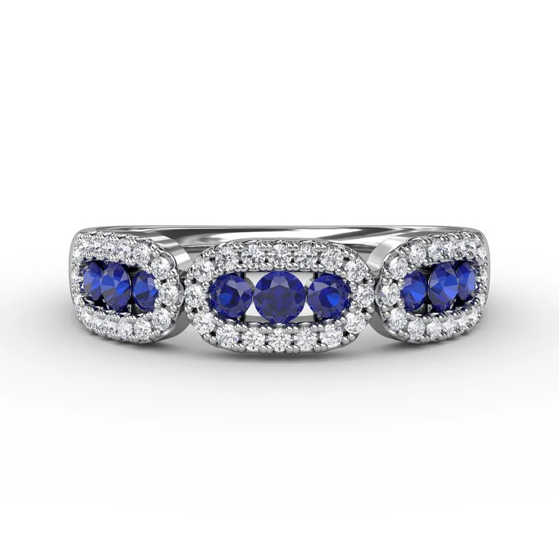 handcrafted gemstone engagement ring for women-Petite And Precious Sapphire And Diamond Ring W7095S