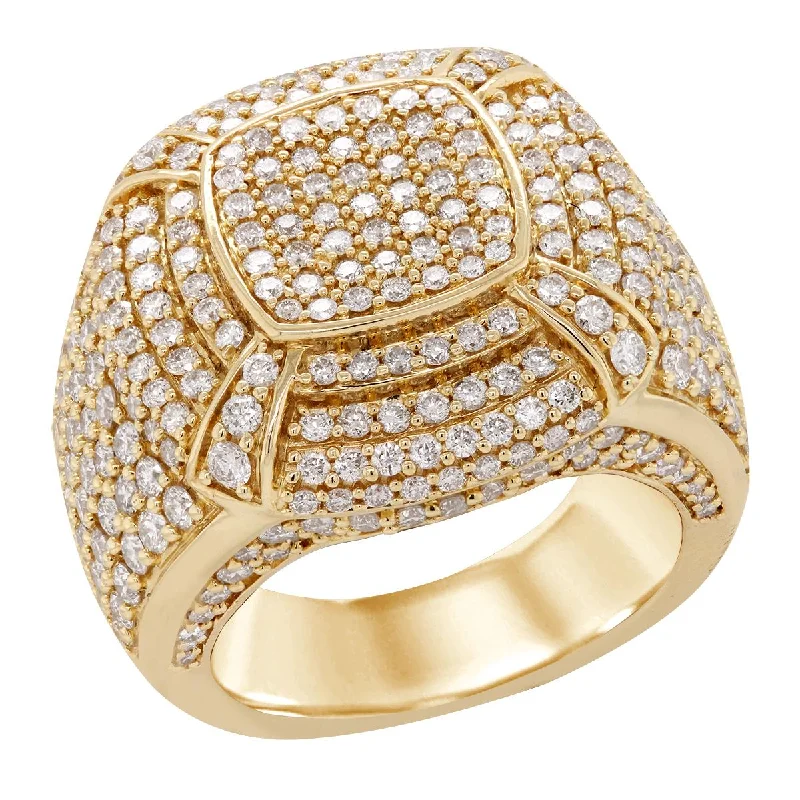 vintage ladies ring-MEN'S YELLOW GOLD FASHION RING WITH 317 ROUND CUT DIAMONDS, 4.38 CT TW