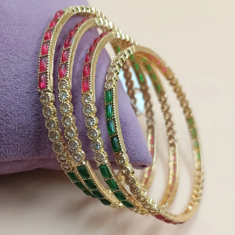 gemstone bead ladies bracelet-Padmawati Bangles Gold Plated Pota Stone Openable Bangles Set