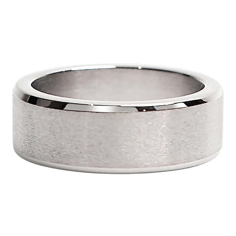 tension set ladies ring-Stainless Steel Brushed Center Ring / NCZ0149