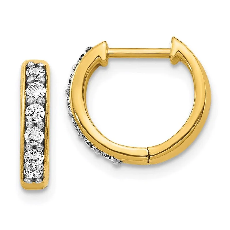 gold ladies earrings-14k Yellow Gold Diamond Hoop Earrings