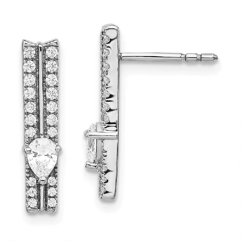 emerald-cut ladies earrings-14k White Gold Diamond Fancy Earrings