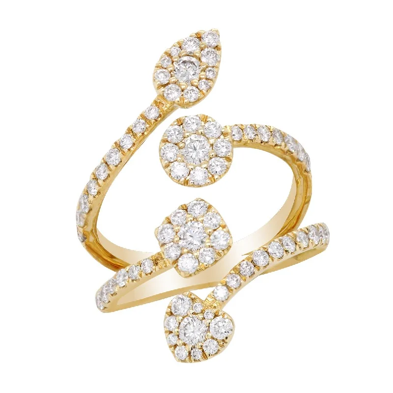 solitaire ladies ring-YELLOW GOLD FASHION RING WITH DIAMOND SHAPES, 1.31 CT TW