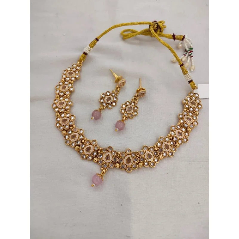 statement ladies necklace-Akruti Collection Gold Plated Crystal Stone Necklace Set