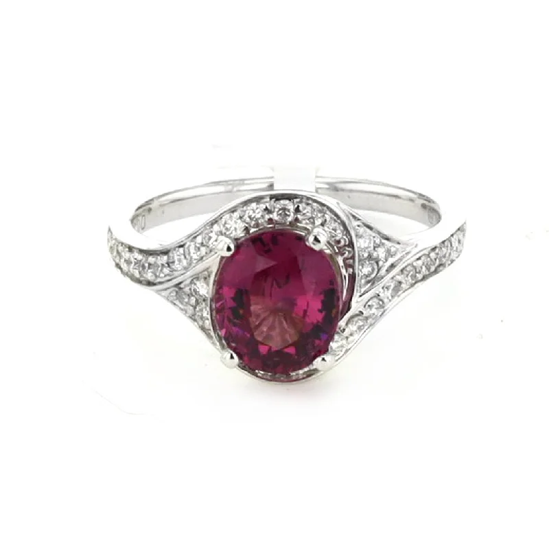 two-tone engagement ring for women-Rhodolite Garnet & Diamond Ring | 10266996