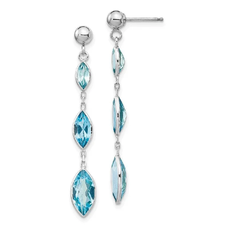 vintage-inspired ladies earrings-14K WG Blue Topaz Post Earrings