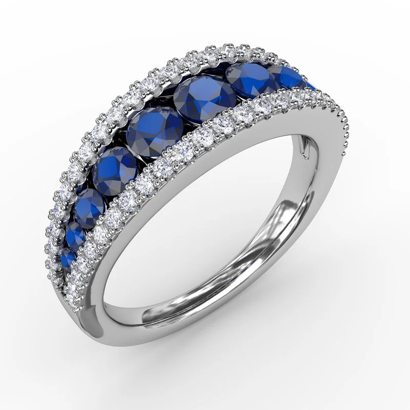 platinum engagement ring for women-No One Like You Sapphire and Diamond Ring R1523S