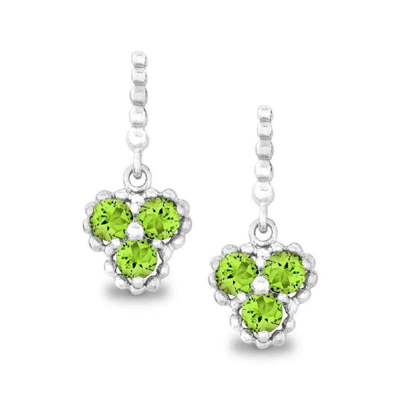 minimalist ladies earrings-Sterling Silver Peridot Triple Circle Earrings