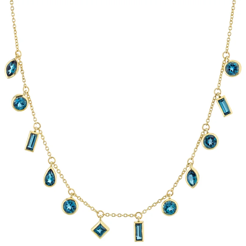 overlapping chain ladies necklace-London Blue Topaz Drop Necklace