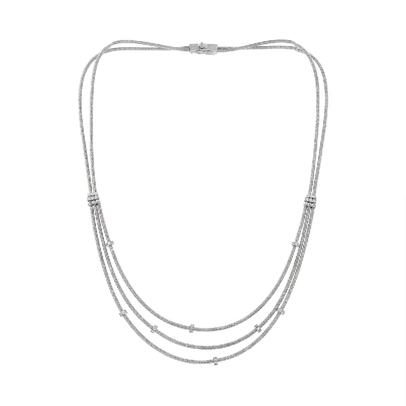 long chain ladies necklace-Three Wires Necklace with Diamonds