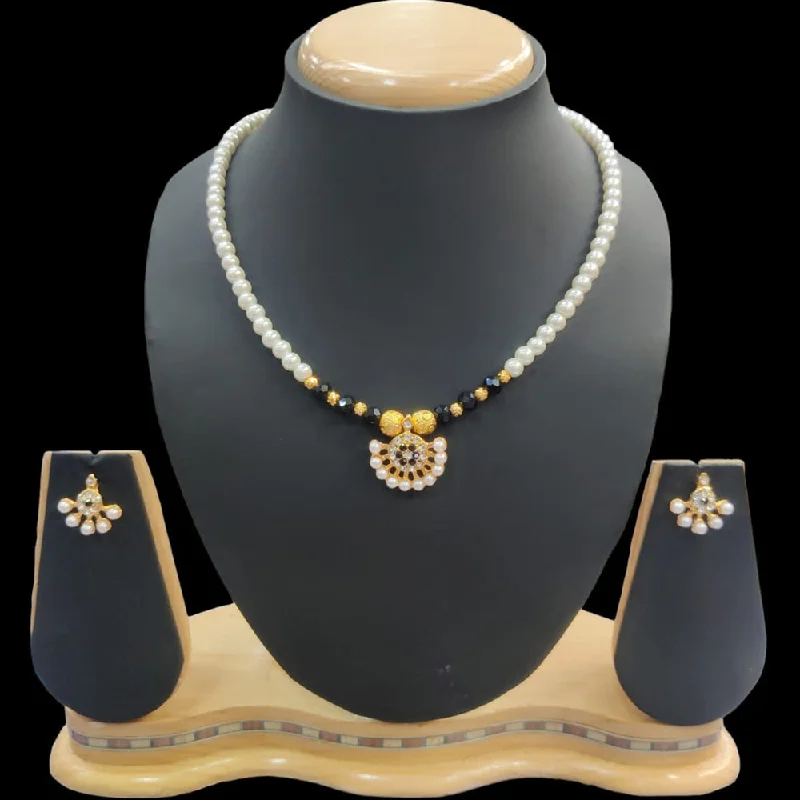 layered pearl ladies necklace-Manisha Jewellery Gold Plated Pearl Necklace Set