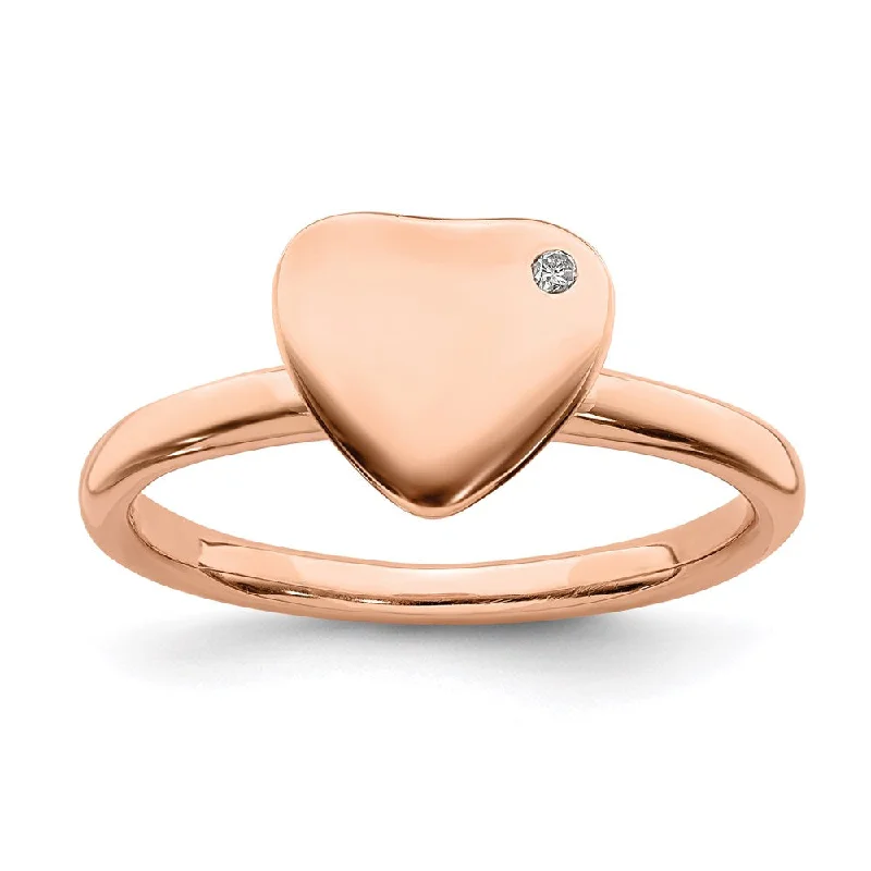 celestial sun and moon engagement ring for women-Sterling Silver Stackable Expressions Rose Gold-plated Heart Diamond Ring | QSK1604