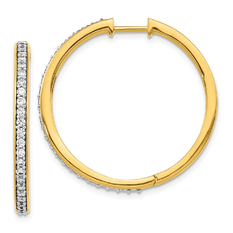 starry night ladies earrings-14k Yellow Gold Diamond Hoop Earrings