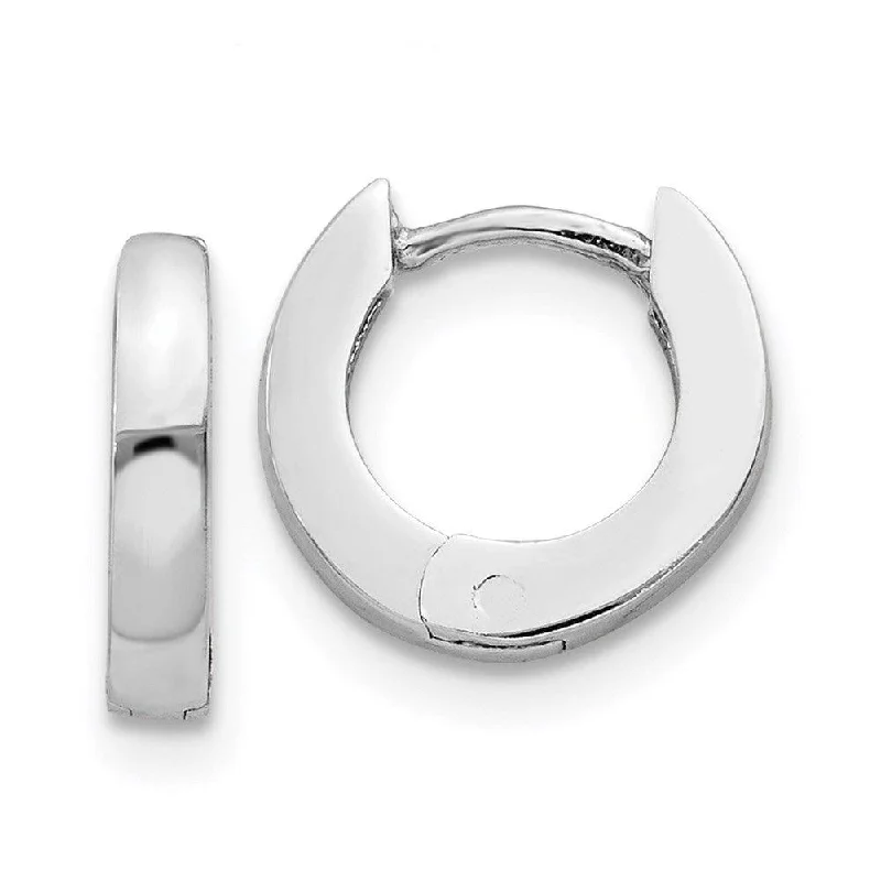 stud ladies earrings-14k White Gold Polished Hinged Hoop Earrings