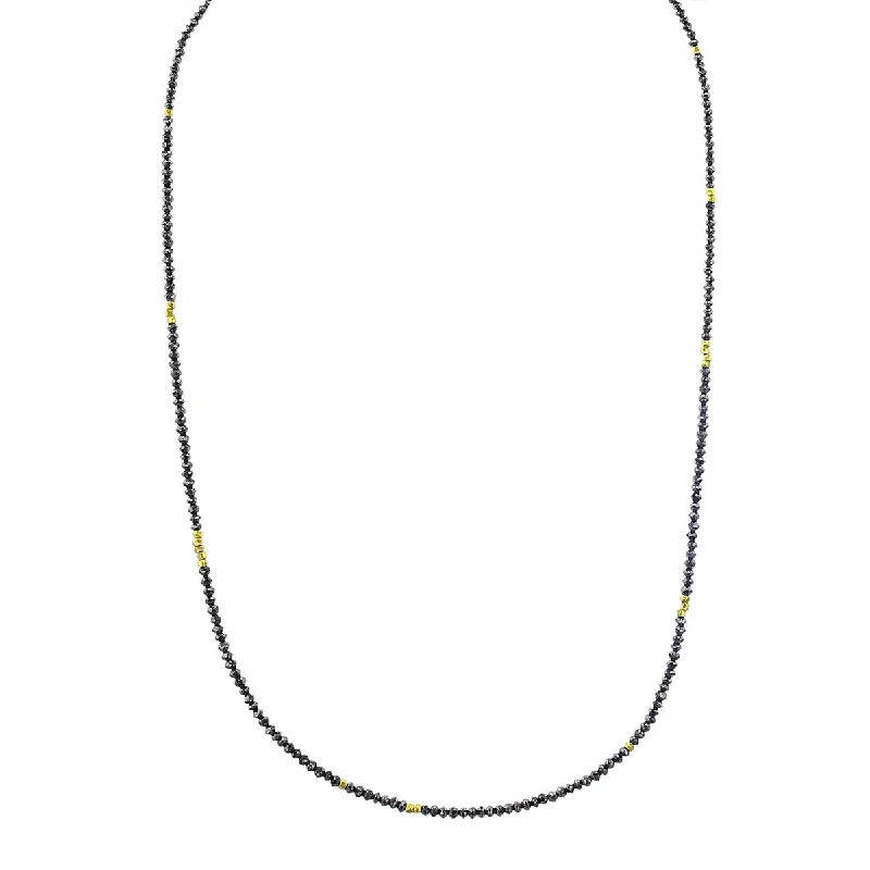 floating diamond ladies necklace-The Noir Black Diamond and Gold Bead Necklace