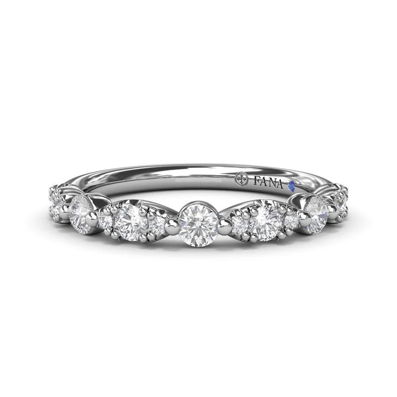 engraved vintage engagement ring for women-Alternating Marquise and Round Diamond Ring W7494