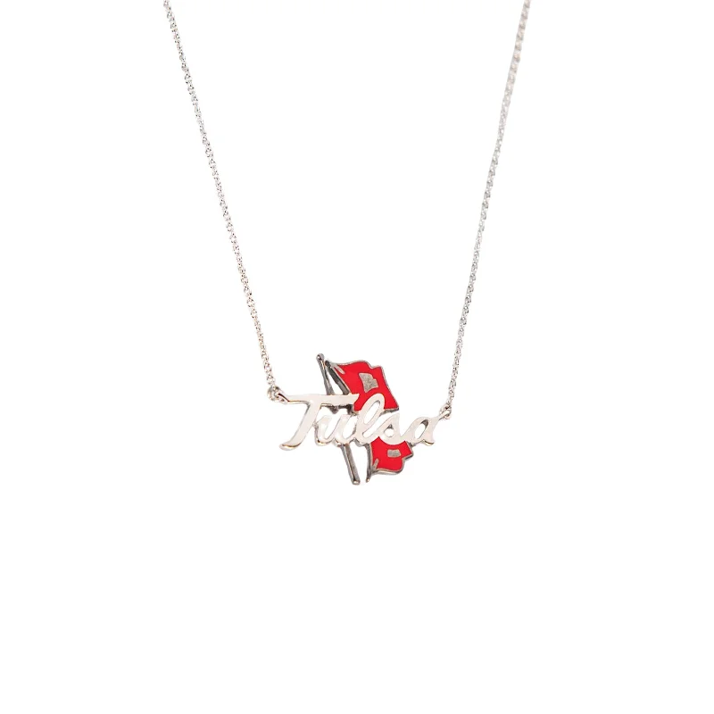 eco-friendly lab-grown ladies necklace-TU Necklace with Red Enamel