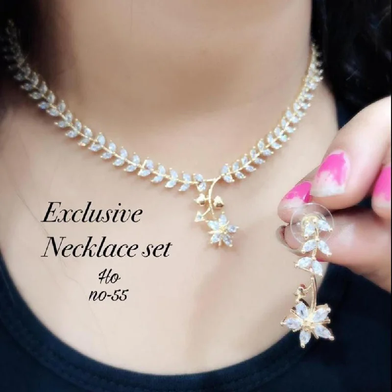 delicate ladies necklace-Manisha Jewellery AD Stone Necklace Set