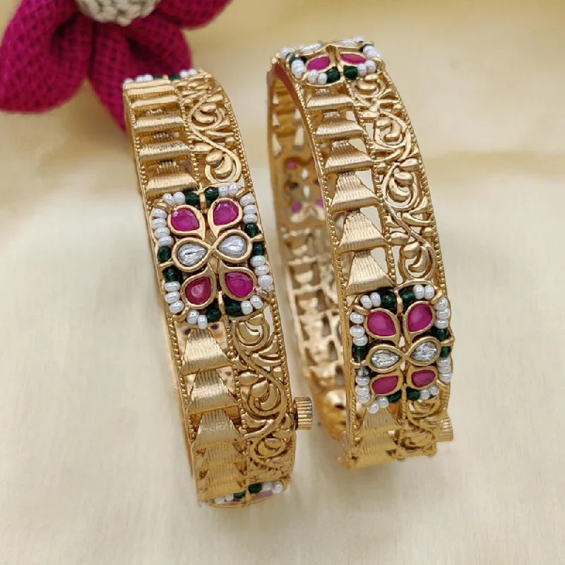 micro-pave ladies bracelet-Jewel Addiction Copper Rajwadi Finish Openable Bangles Set