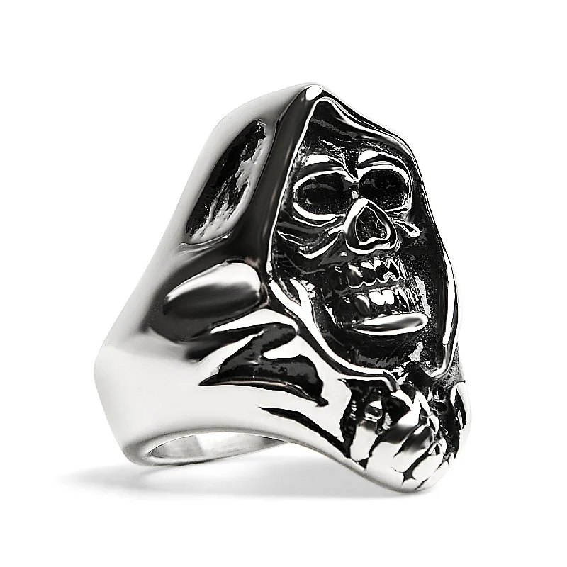 elegant ladies ring-Stainless Steel Grim Reaper Skull Ring / SCR4015