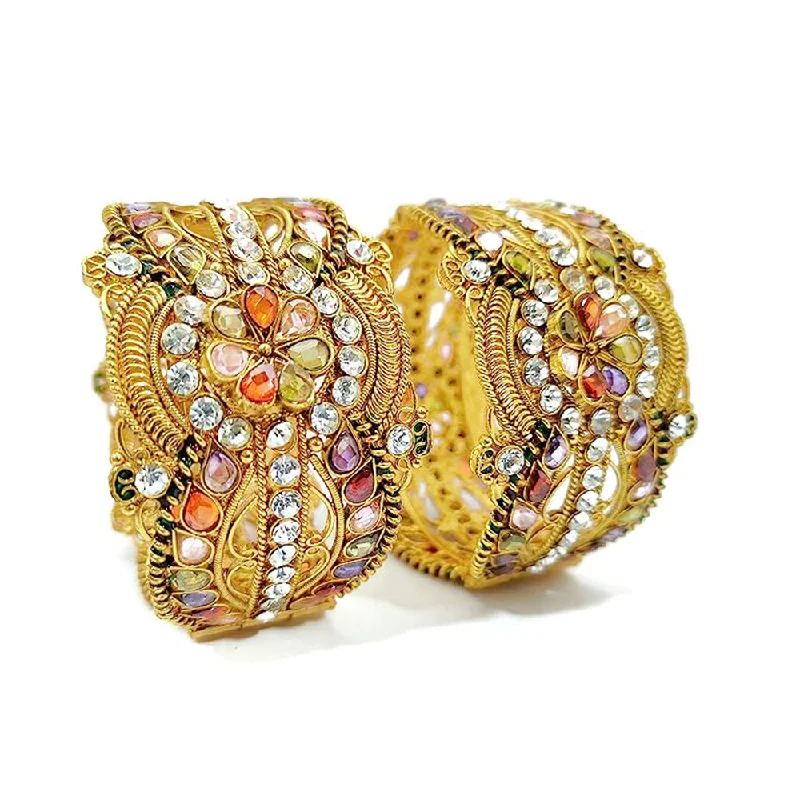 filigree ladies bracelet-Choice Gold Plated Austrian Stone Bangles Set