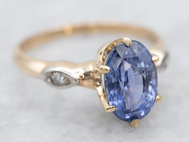 nature-inspired engagement ring for women-Periwinkle Sapphire and Diamond Ring