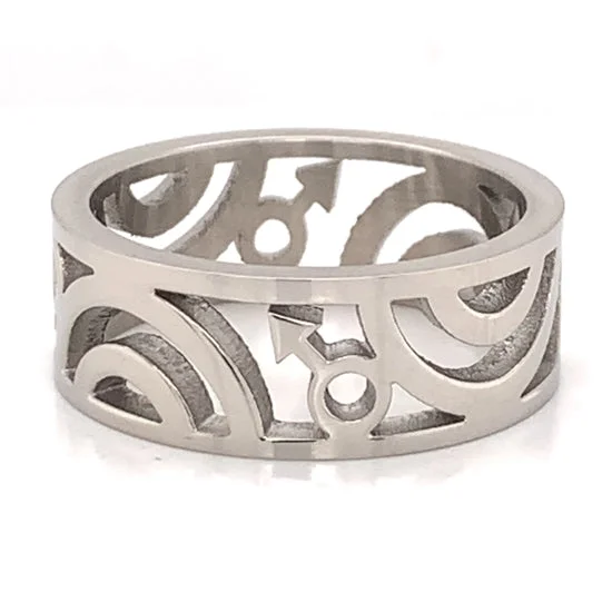 heirloom style ladies ring-Male Mars Symbol Stainless Steel Ring / RRJ0097