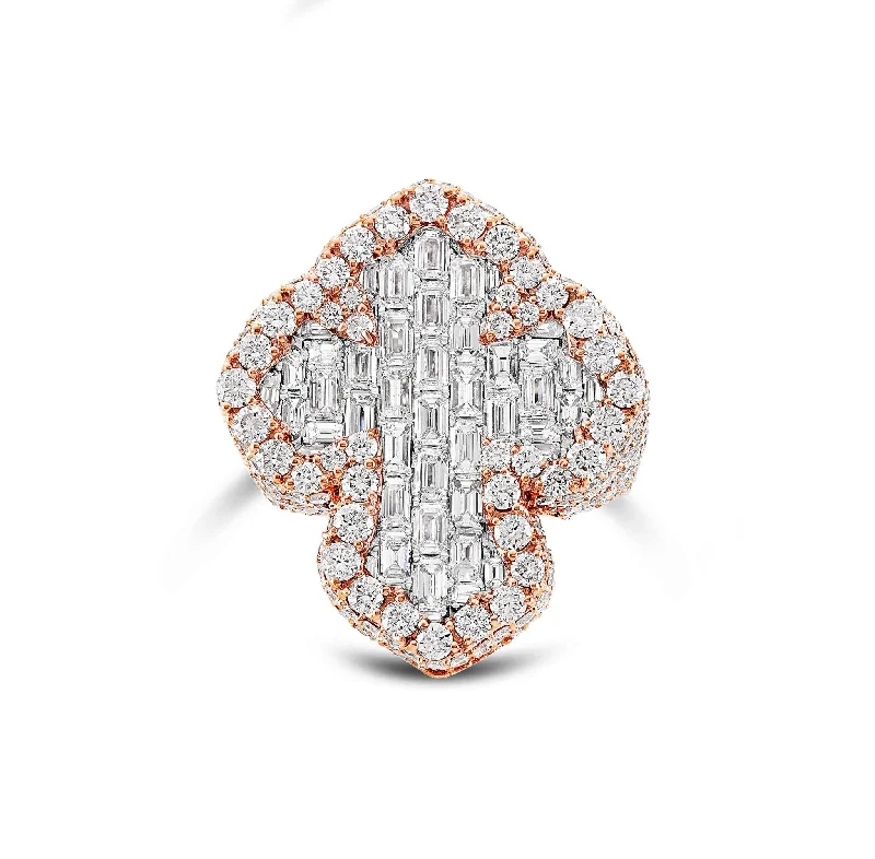 platinum solitaire engagement ring for women-14K Rose Gold 10.94ct Emerald Cross Diamond Ring