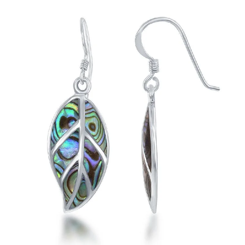 long tassel ladies earrings-Sterling Silver Large Abalone Leaf Earrings