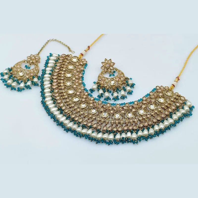 tribal handmade ladies necklace-Rani Sati Jewels Crystal Stone Necklace Set