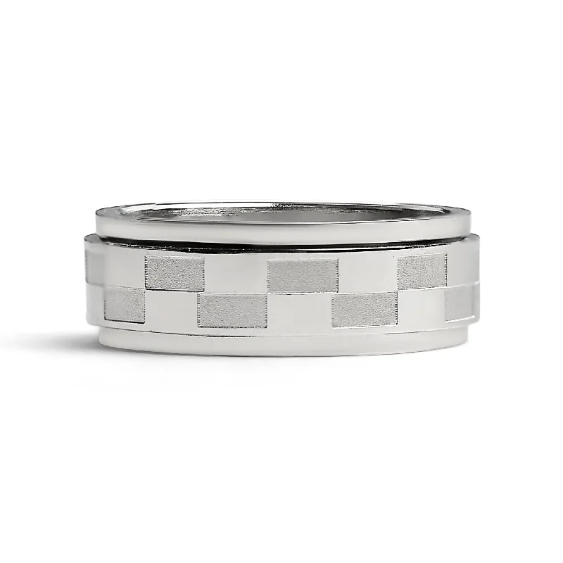 eco-friendly lab-grown ladies ring-Highly Polished Stainless Steel Spinner Ring / FNS003