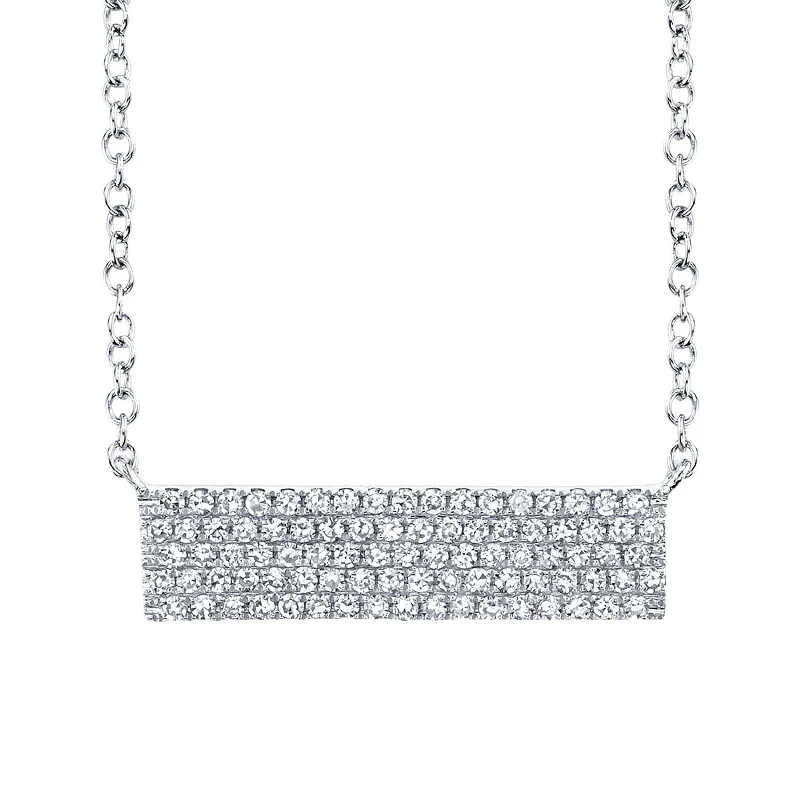 rope chain ladies necklace-Diamond Pavé Bar Necklace