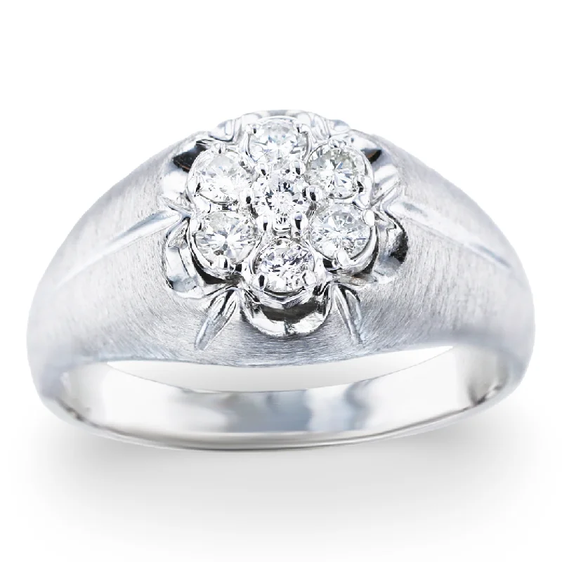 starburst engagement ring for women-MEN'S 14K WHITE GOLD 0.45CTW DIAMOND RING