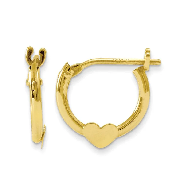 fine jewelry ladies earrings-Madi K Kid's 14k  Heart Hoop Earrings