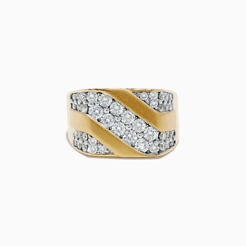 eternity band engagement ring for women-Men's 14K Yellow Gold Diamond Ring