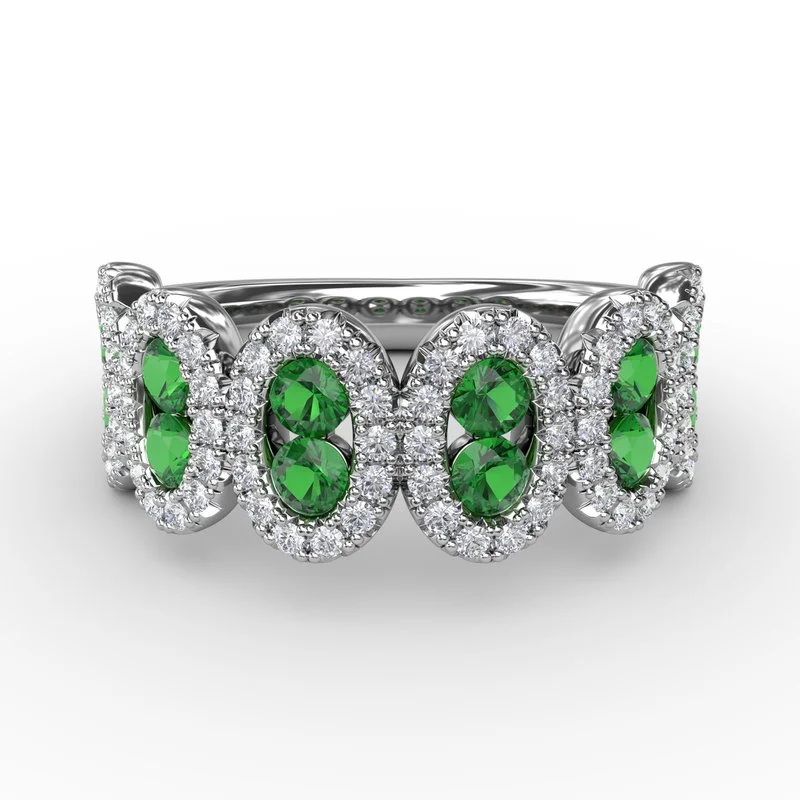 pear halo engagement ring for women-Think Like A Queen Emerald and Diamond Ring R4478E