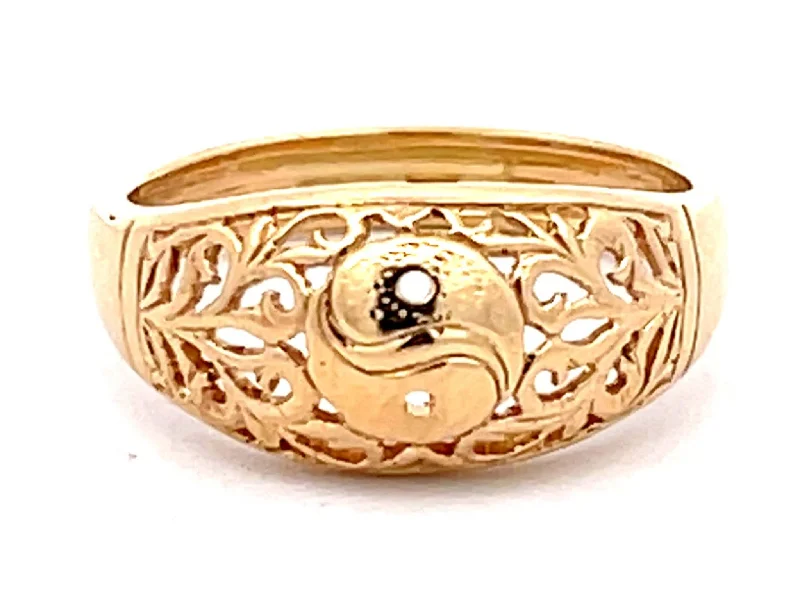 halo ladies ring-Mings Yin and Yang Cutout Dome Ring in 14k Yellow Gold