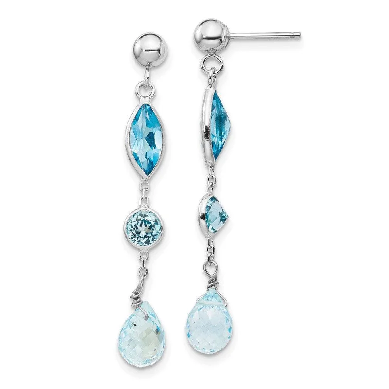 heirloom-style ladies earrings-14K WG Blue Topaz Post Earrings